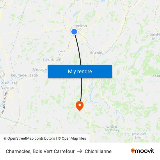 Charnècles, Bois Vert Carrefour to Chichilianne map