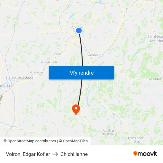 Voiron, Edgar Kofler to Chichilianne map