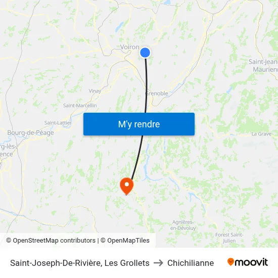 Saint-Joseph-De-Rivière, Les Grollets to Chichilianne map