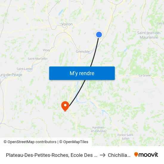 Plateau-Des-Petites-Roches, Ecole Des Gaudes to Chichilianne map
