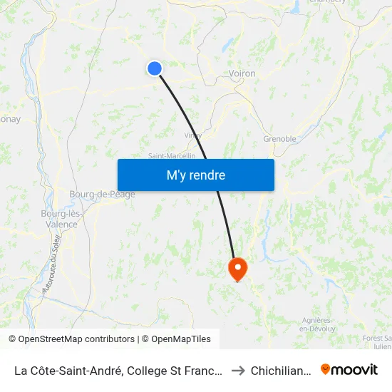 La Côte-Saint-André, College St Francois to Chichilianne map