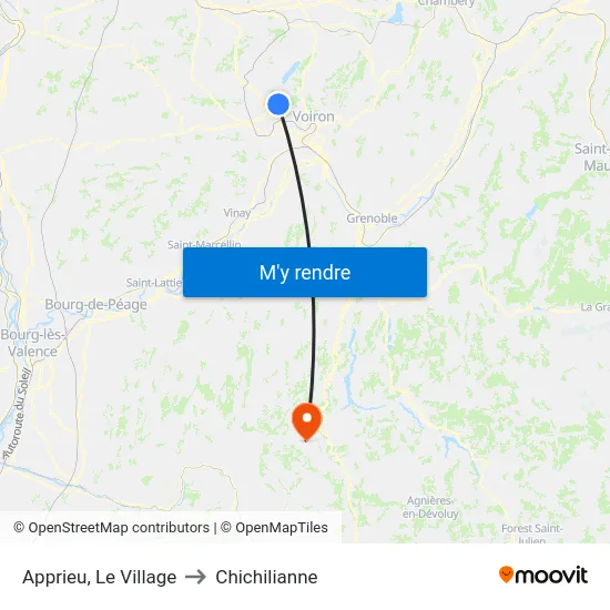 Apprieu, Le Village to Chichilianne map