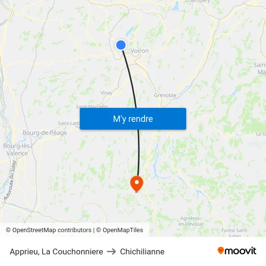 Apprieu, La Couchonniere to Chichilianne map