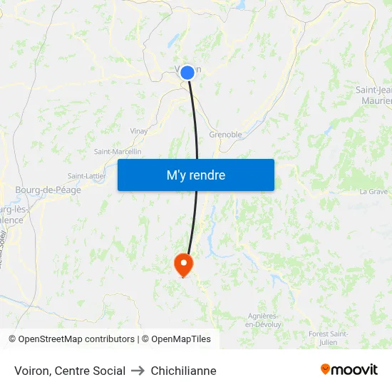 Voiron, Centre Social to Chichilianne map