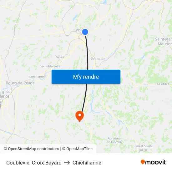 Coublevie, Croix Bayard to Chichilianne map
