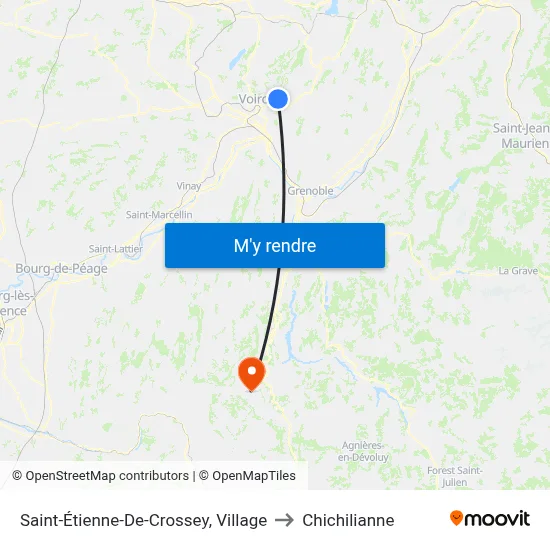 Saint-Étienne-De-Crossey, Village to Chichilianne map