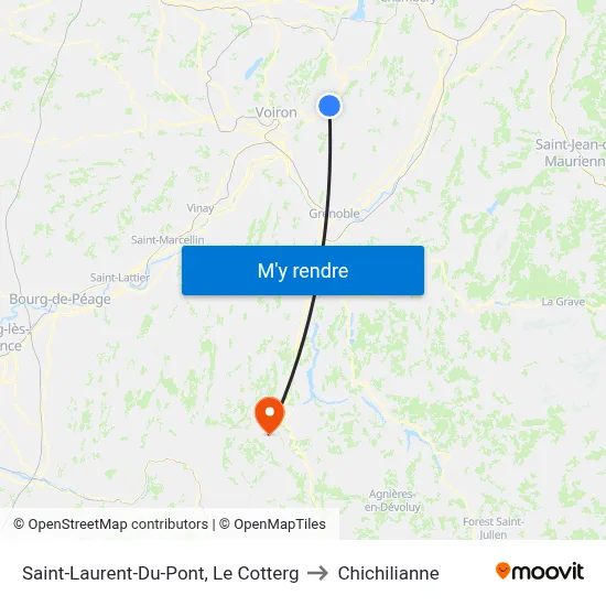 Saint-Laurent-Du-Pont, Le Cotterg to Chichilianne map
