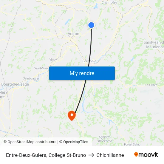 Entre-Deux-Guiers, College St-Bruno to Chichilianne map
