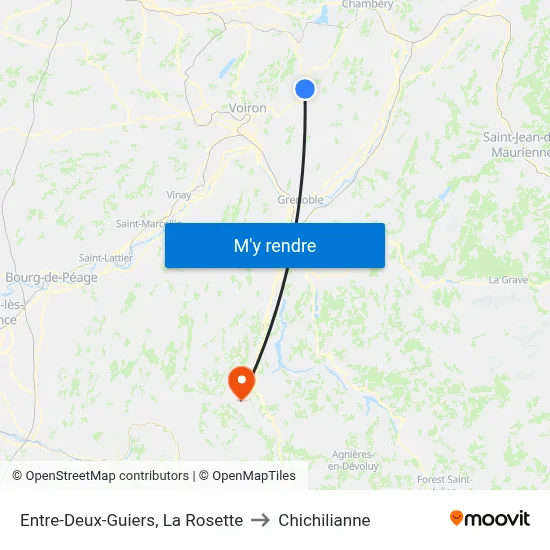 Entre-Deux-Guiers, La Rosette to Chichilianne map