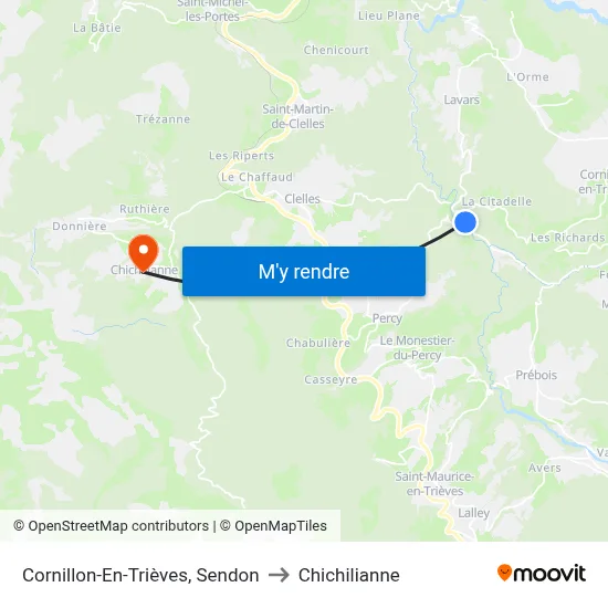 Cornillon-En-Trièves, Sendon to Chichilianne map