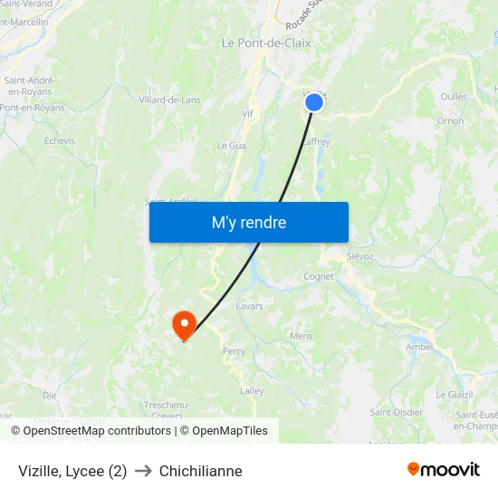 Vizille, Lycee (2) to Chichilianne map