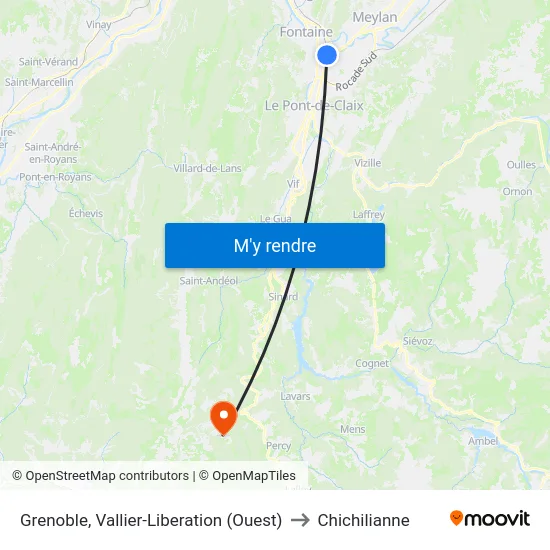 Grenoble, Vallier-Liberation (Ouest) to Chichilianne map