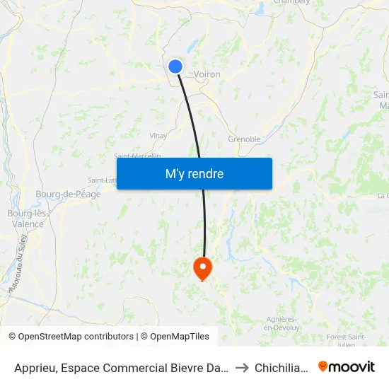 Apprieu, Espace Commercial Bievre Dauphine to Chichilianne map