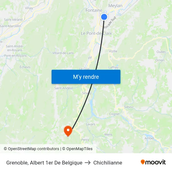 Grenoble, Albert 1er De Belgique to Chichilianne map