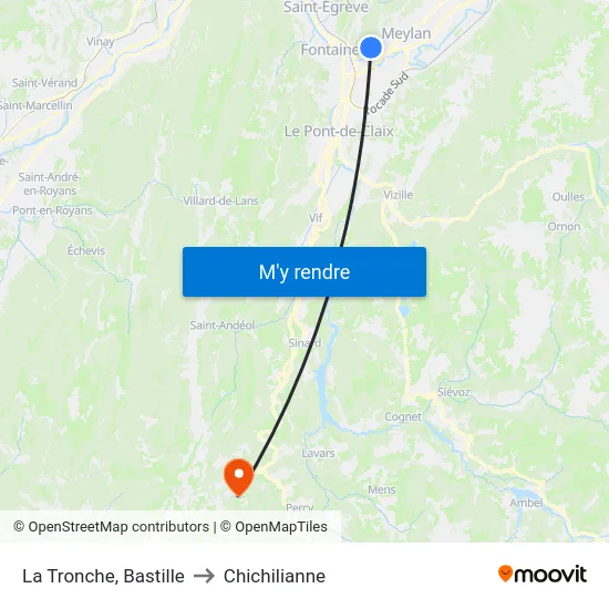 La Tronche, Bastille to Chichilianne map