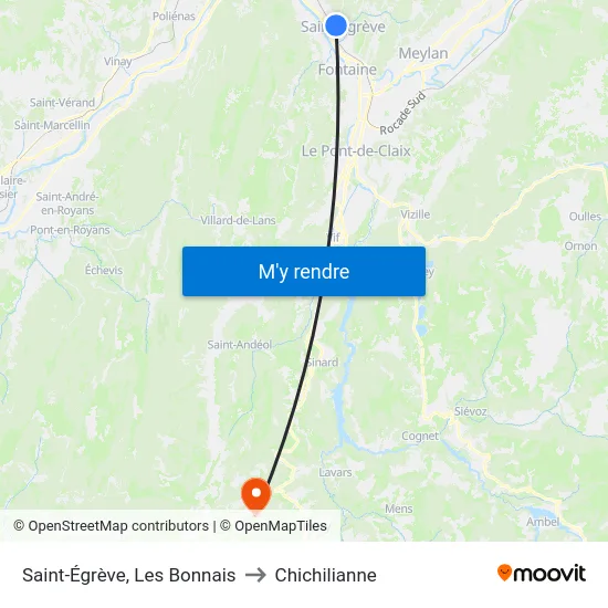 Saint-Égrève, Les Bonnais to Chichilianne map
