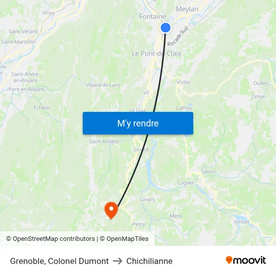 Grenoble, Colonel Dumont to Chichilianne map