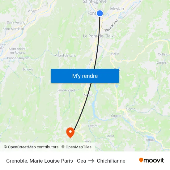 Grenoble, Marie-Louise Paris - Cea to Chichilianne map
