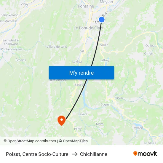 Poisat, Centre Socio-Culturel to Chichilianne map