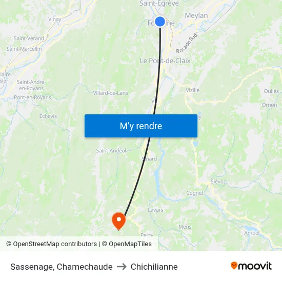 Sassenage, Chamechaude to Chichilianne map