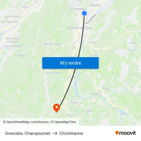 Grenoble, Championnet to Chichilianne map