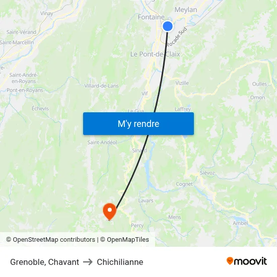 Grenoble, Chavant to Chichilianne map