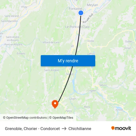 Grenoble, Chorier - Condorcet to Chichilianne map