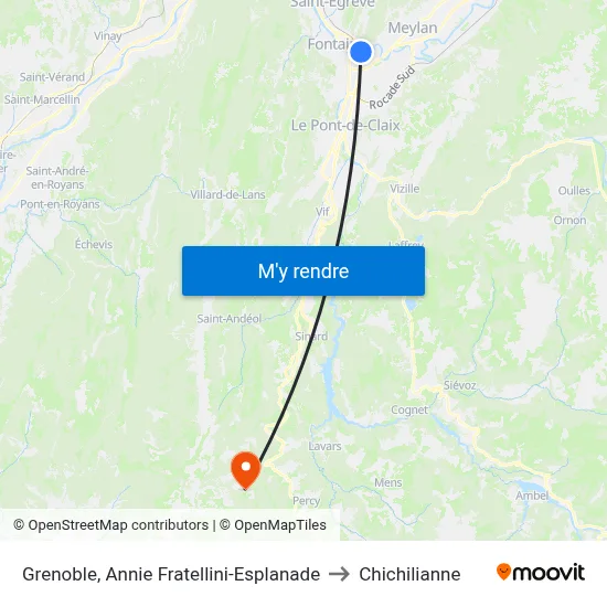 Grenoble, Annie Fratellini-Esplanade to Chichilianne map
