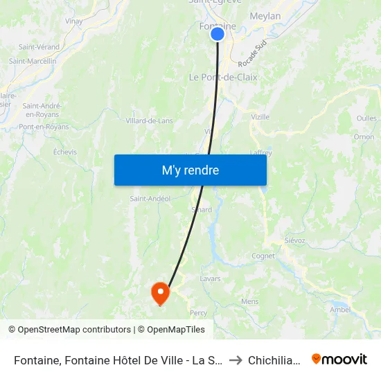 Fontaine, Fontaine Hôtel De Ville - La Source to Chichilianne map