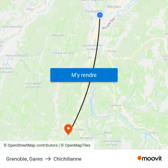 Grenoble, Gares to Chichilianne map