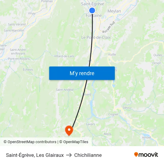 Saint-Égrève, Les Glairaux to Chichilianne map