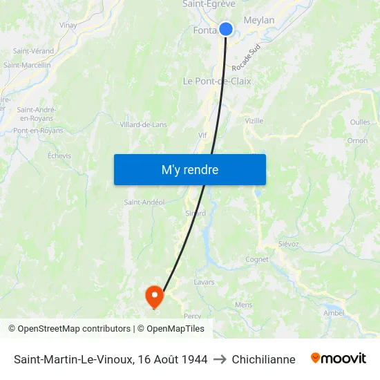 Saint-Martin-Le-Vinoux, 16 Août 1944 to Chichilianne map