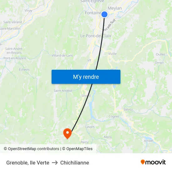 Grenoble, Ile Verte to Chichilianne map