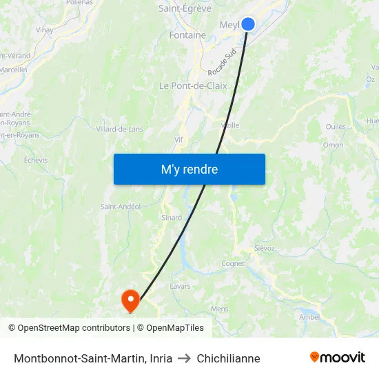 Montbonnot-Saint-Martin, Inria to Chichilianne map