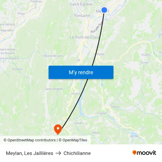 Meylan, Les Jaillières to Chichilianne map