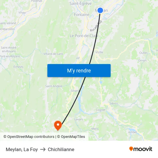Meylan, La Foy to Chichilianne map
