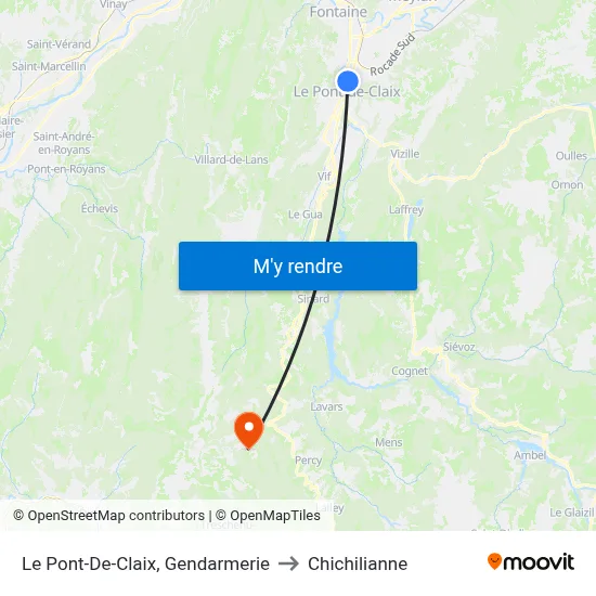 Le Pont-De-Claix, Gendarmerie to Chichilianne map