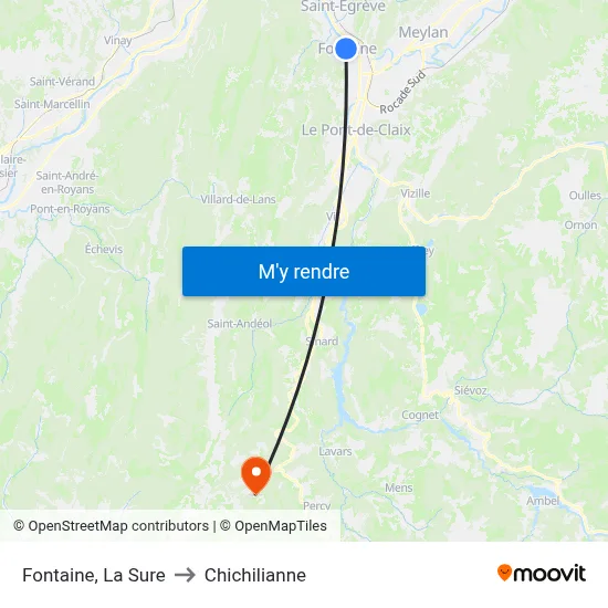 Fontaine, La Sure to Chichilianne map