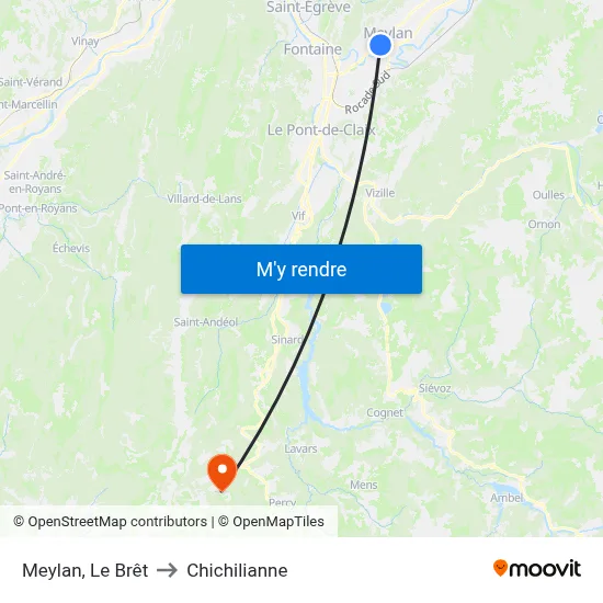 Meylan, Le Brêt to Chichilianne map