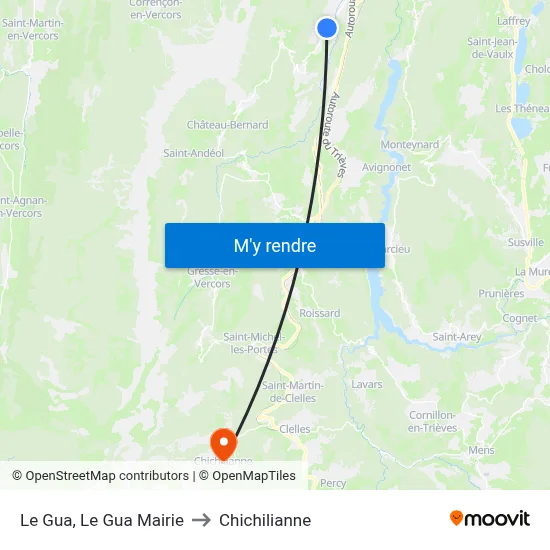 Le Gua, Le Gua Mairie to Chichilianne map