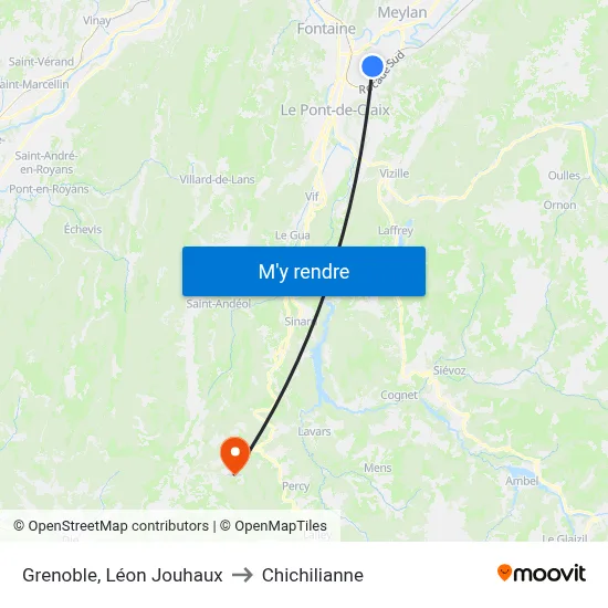 Grenoble, Léon Jouhaux to Chichilianne map