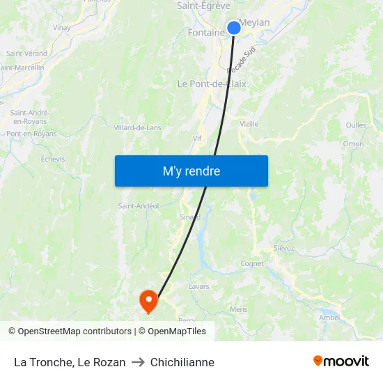 La Tronche, Le Rozan to Chichilianne map