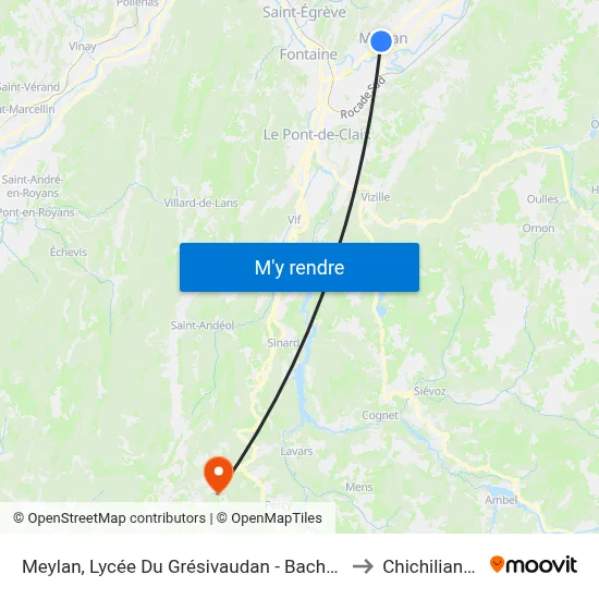 Meylan, Lycée Du Grésivaudan - Bachais to Chichilianne map