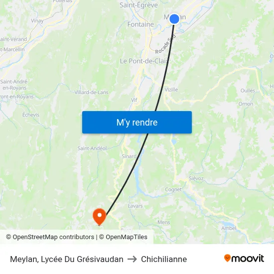 Meylan, Lycée Du Grésivaudan to Chichilianne map