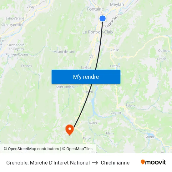 Grenoble, Marché D'Intérêt National to Chichilianne map