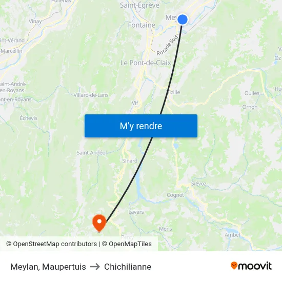 Meylan, Maupertuis to Chichilianne map