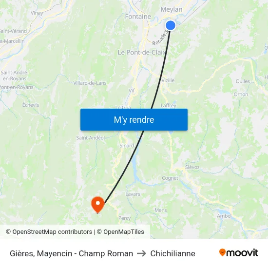 Gières, Mayencin - Champ Roman to Chichilianne map