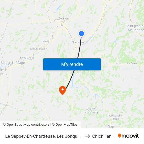Le Sappey-En-Chartreuse, Les Jonquilles to Chichilianne map