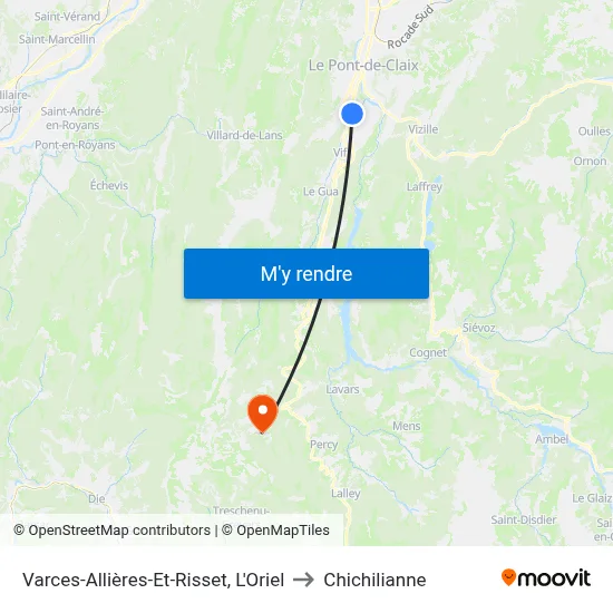 Varces-Allières-Et-Risset, L'Oriel to Chichilianne map
