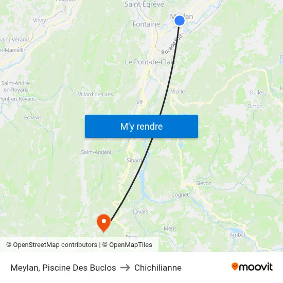 Meylan, Piscine Des Buclos to Chichilianne map